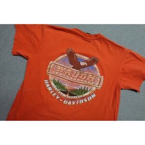 Vintage Harley-Davidson Shirt Mens Large Orange Eagle Faded Biker Rider Soft